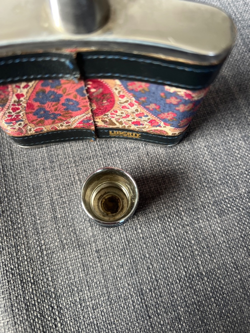 Liberty of London stainless Leather Hip Flask 4 ounce made in England vintage - Picture 11 of 12